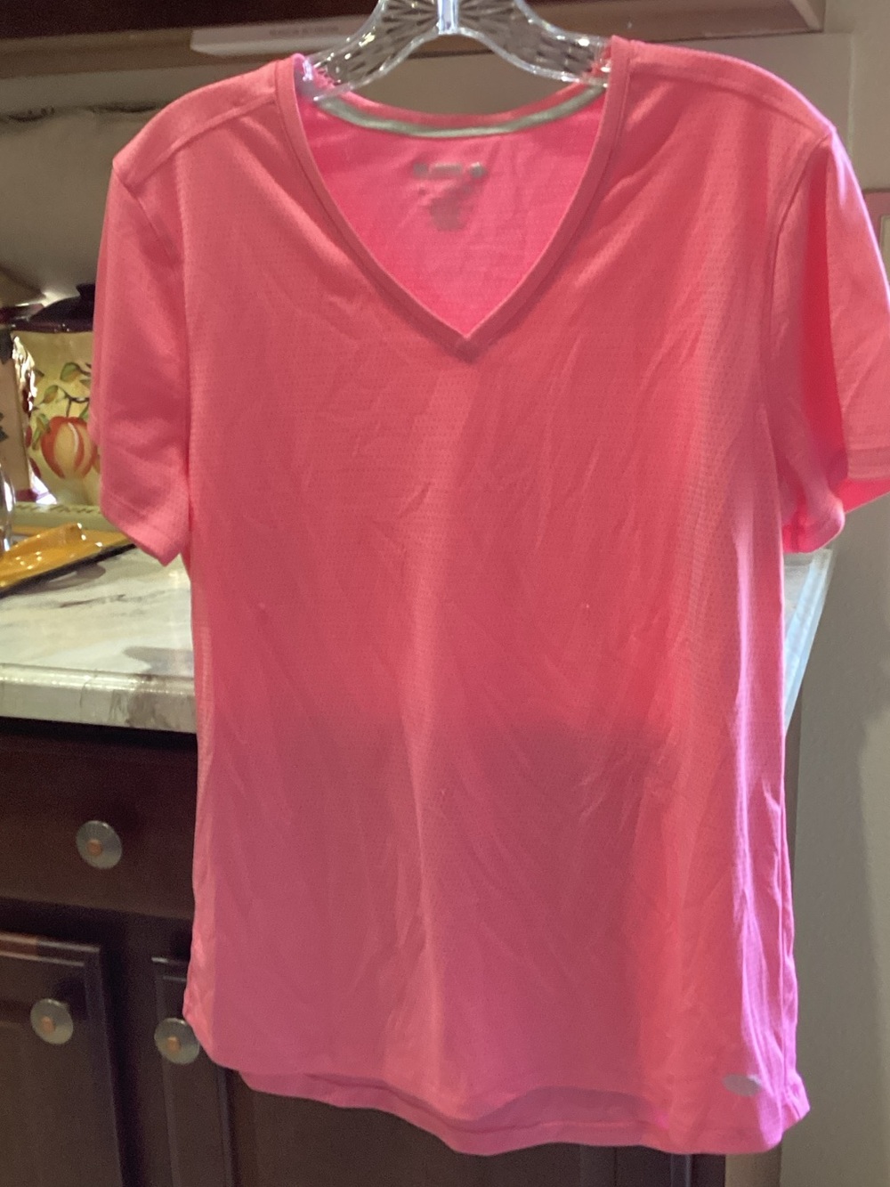 Reel Legends Women's V-Neck Short Sleeve Tee in Bright Pink